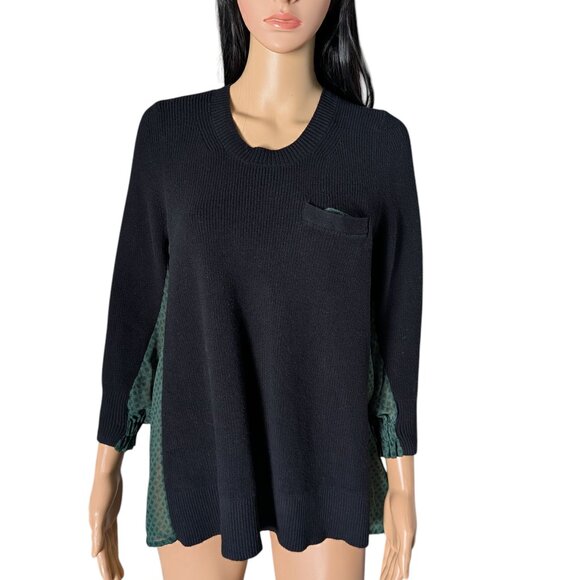 Cabi Black & Dark Green Sweater Women's Size Small - Picture 2 of 10